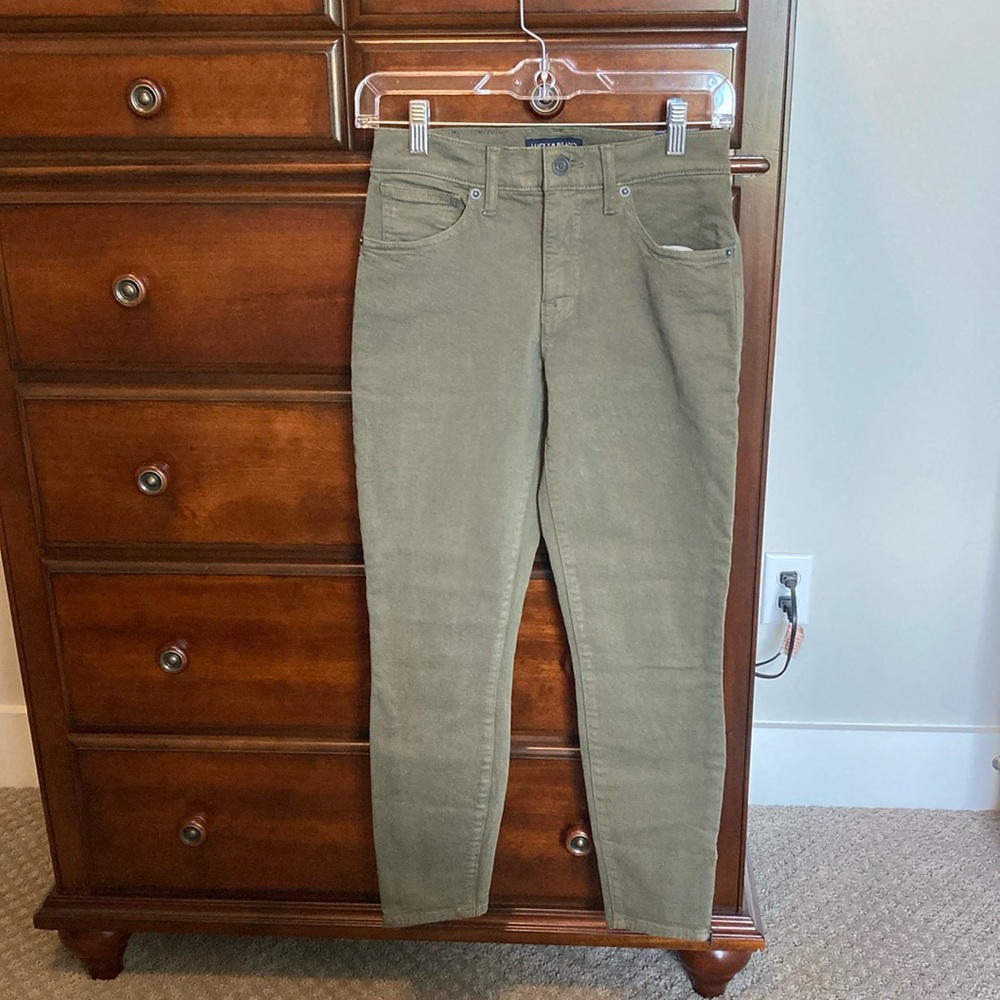 Lucky Brand Olive Green Jeans Mid Rise Ava Skinny Jeans Ankle Zippers (NWT) 4/27